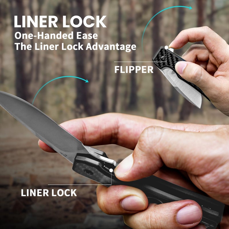 KIZER Nice Guy Pocket Folding Knife, 2.84" 154CM Blade, Lightweight Sharp Camping and Hiking Knife, G10 Carbon Fiber Handle, Liner Lock Flipper Knives V3011C1 - Image 3